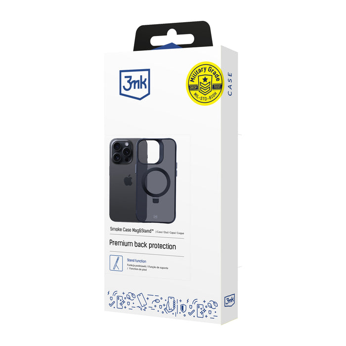 3mk Smoke Case Mag&amp;Stand for Apple iPhone 15 pro max - black
