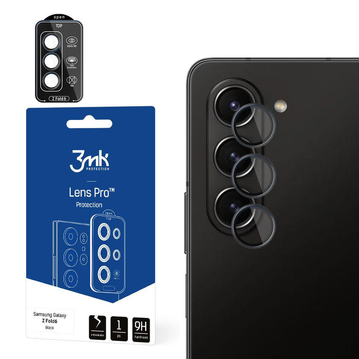 Tempered Glass for Camera Lens 3mk Lens Protection Pro Black for Samsung Galaxy Z Fold 6