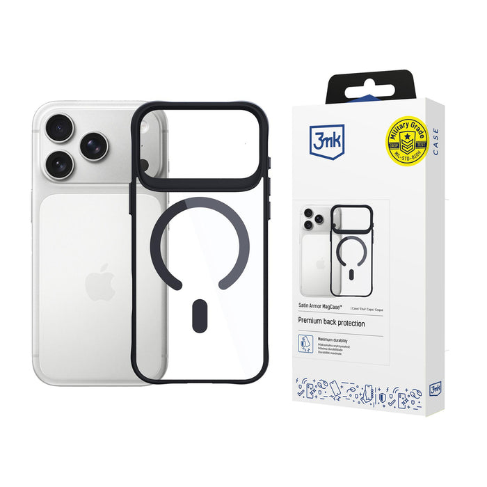 3mk Satin Armor MagCase for iPhone 17 Pro - Transparent Black