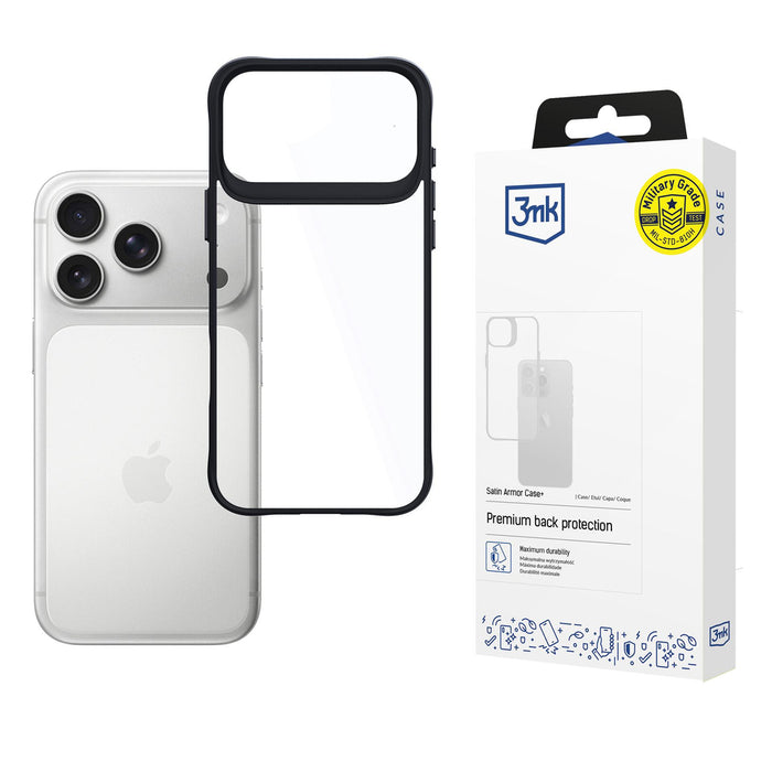 3mk Satin Armor Case+ for iPhone 17 Pro Max - Transparent Black