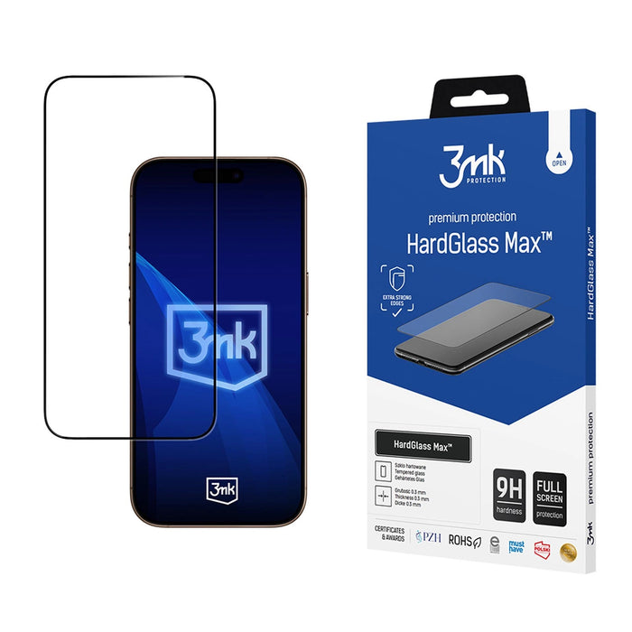 Reinforced 3mk HardGlass Max Black Tempered Glass for Apple iPhone 17 Pro Max