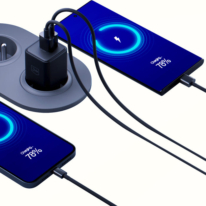 3mk Hyper GaN Charger 20W QC4+ PD PPS USB-C USB-A Wall Charger - Black