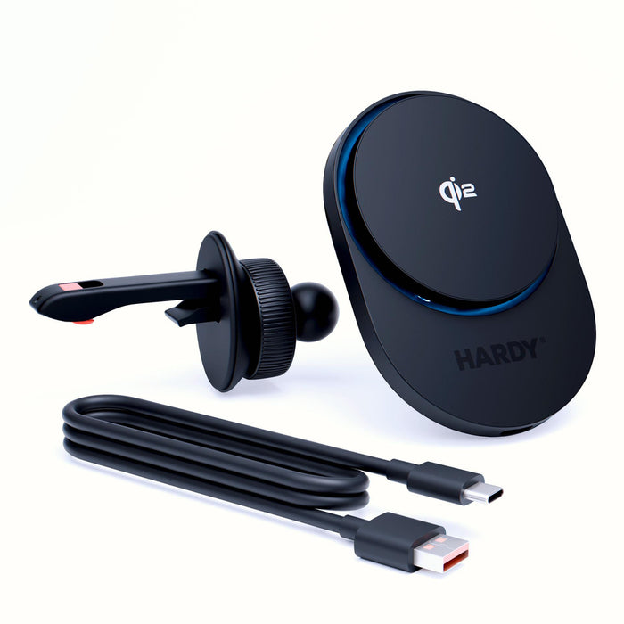 Car air vent holder 3mk Hardy AeroCharger 15W Qi2/MagSafe - black