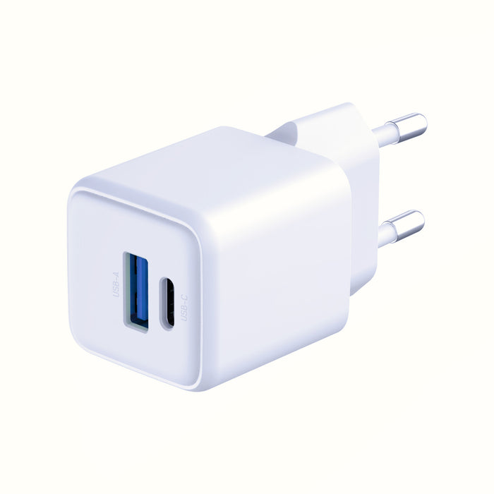 3mk Hyper GaN Charger 20W QC4+ PD PPS USB-C USB-A Wall Charger - White