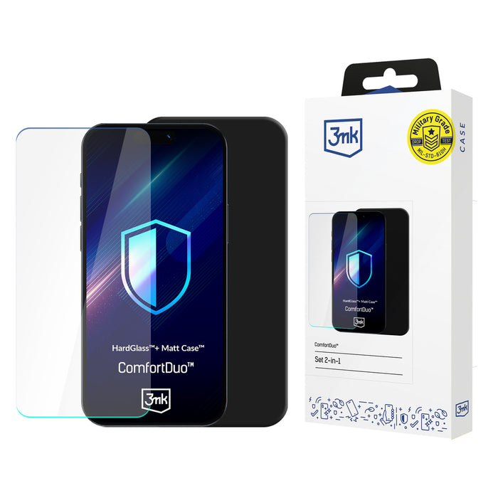 3mk ComfortDuo Matt Black MagCase protective set case + glass for Samsung Galaxy S25+ - matt black