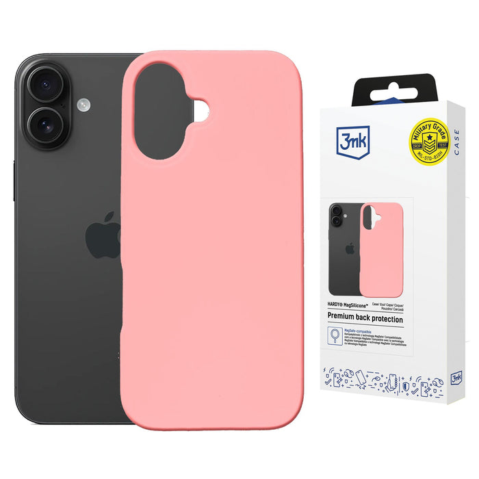 3mk Hardy MagSilicone Case for Apple iPhone 16 - Pink