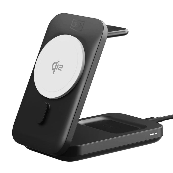 3mk MagRocket 3-in-1 15W Qi2 MPP MagSafe Wireless Charger - Black