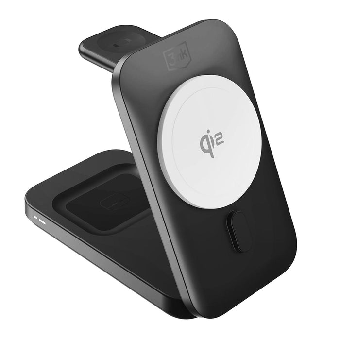3mk MagRocket 3-in-1 15W Qi2 MPP MagSafe Wireless Charger - Black
