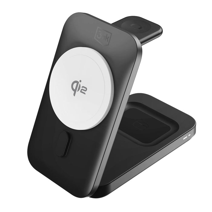 3mk MagRocket 3-in-1 15W Qi2 MPP MagSafe Wireless Charger - Black