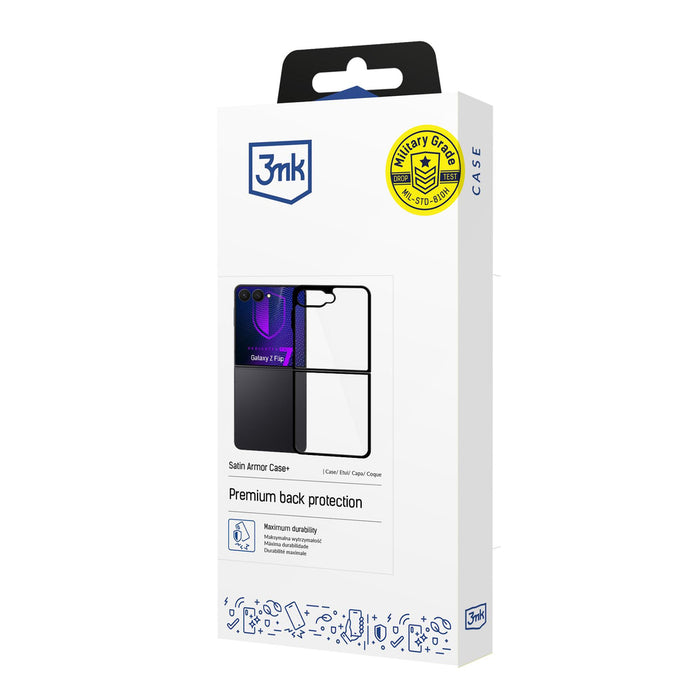 3mk Satin Armor Case+ for Samsung Galaxy Z Flip 7 - Transparent Black