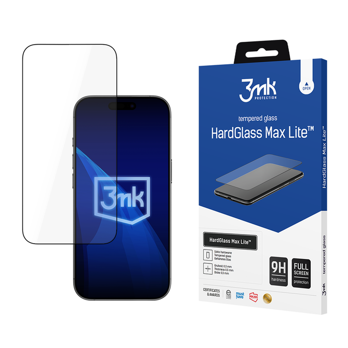 3mk HardGlass Max Lite Black Tempered Glass for iPhone Air