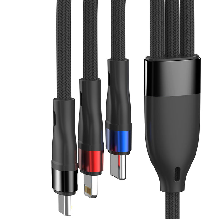 3mk Hyper Cable N-SERIES 3 in 1 USB-A / Lightning / Micro 1.2m 9V/2A 18W - black