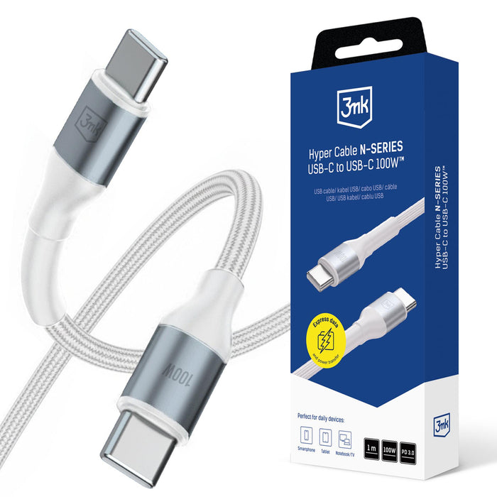 3mk Hyper Cable 3mk Hyper Cable N-SERIES USB-C / USB-C 1m 20V/5A 100W / white