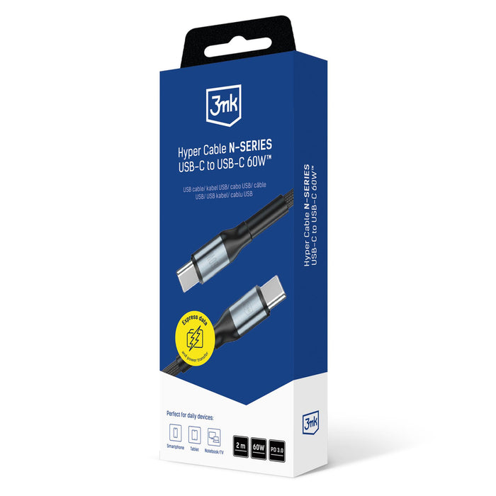 3mk Hyper Cable 3mk Hyper Cable N-SERIES USB-C / USB-C 2m 20V/3A 60W / black