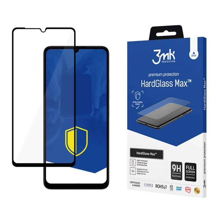 Reinforced Full Coverage Tempered Glass 3mk HardGlass Max Black for Xiaomi Redmi 13C / Poco C65