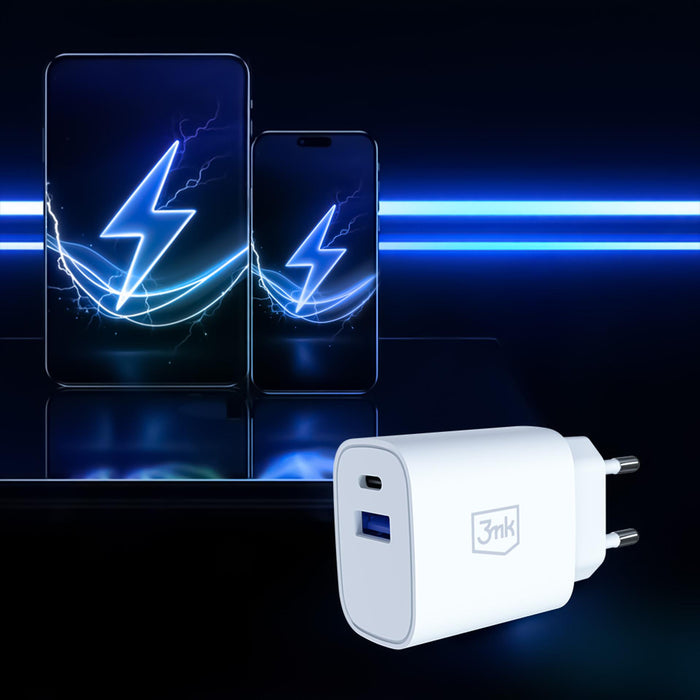 3mk FlowPower 30W 1A1C PD 3.0 QC4+ Wall Charger - White