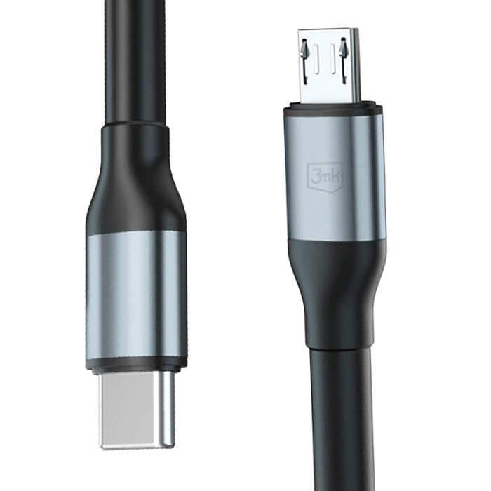 3mk Hyper Cable N-SERIES USB-C / MicroUSB 3m QC 3.0 5V/2A 10W - black