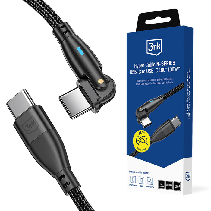 3mk Hyper Cable N-SERIES USB-C / USB-C 1m PD 3.0 QC 3.0 20V / 5A 100W - black