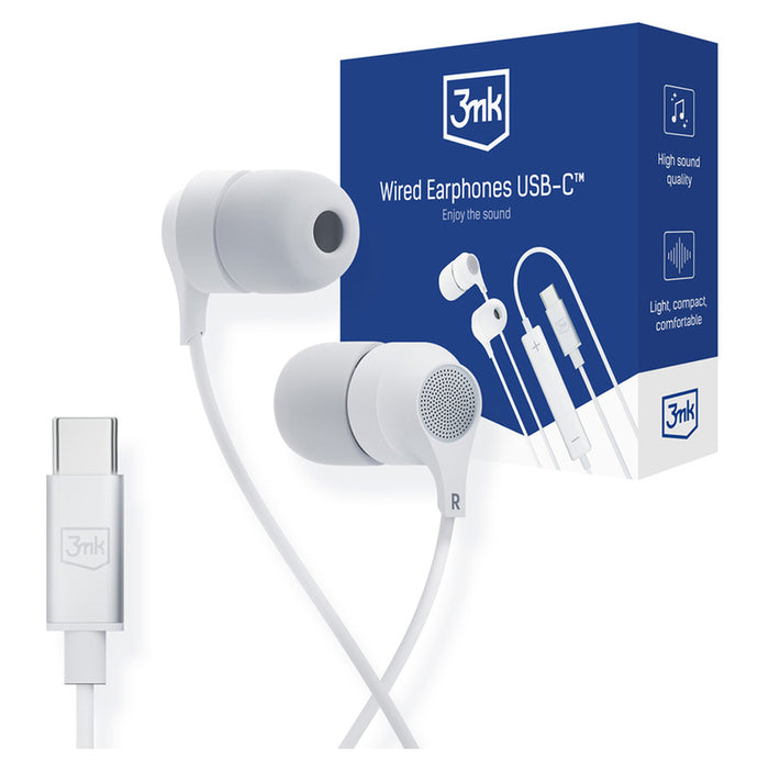 USB-C 3mk Wired Headphones - white