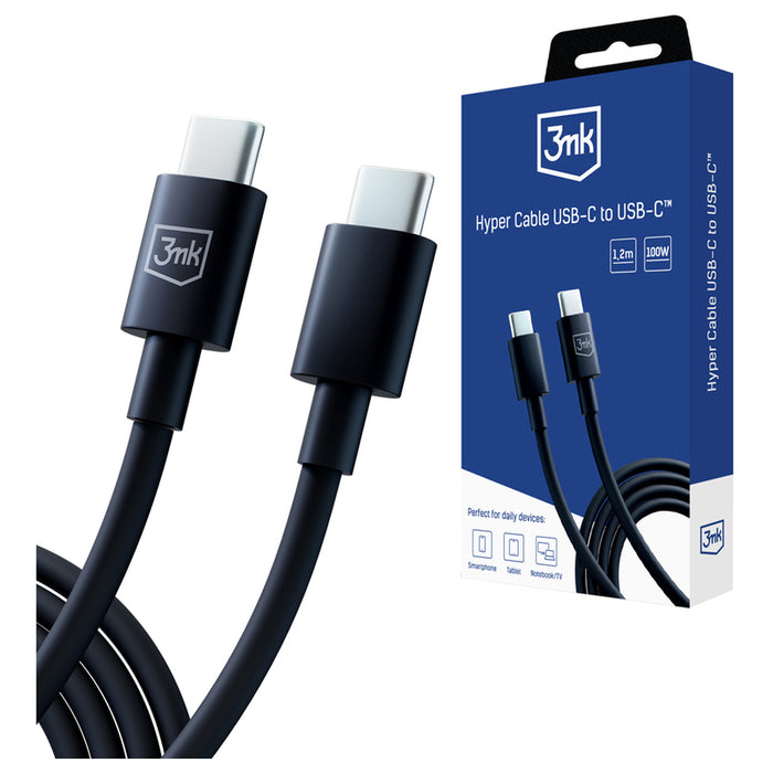 3mk Hyper Cable USB-C / USB-C 100W 1.2m - Black