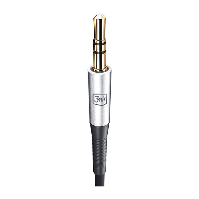 3mk AUX minijack 3.5 mm / USB-C cable - silver