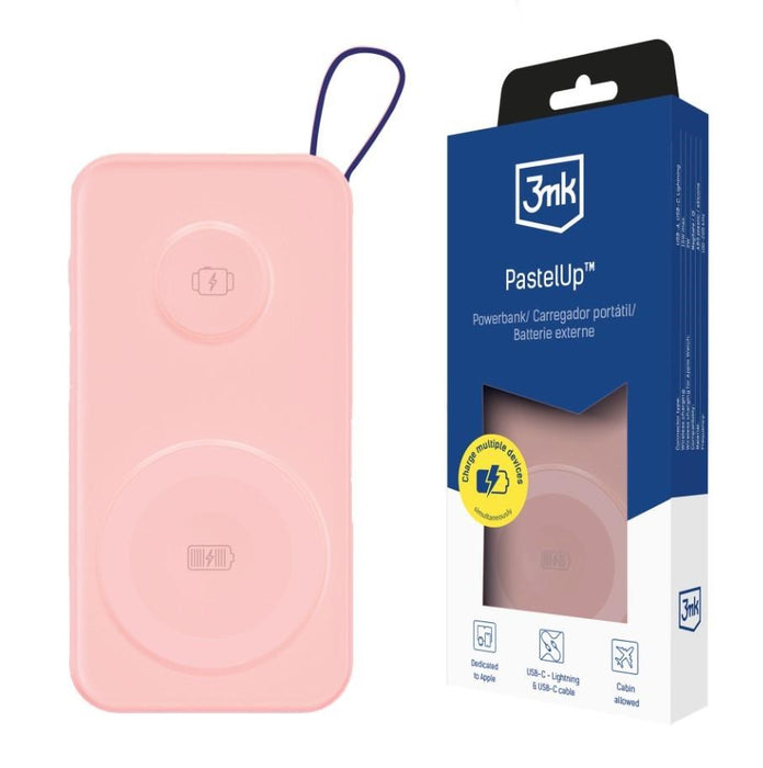 Powerbank 3mk PastelUp 10,000mAh 22.5W USB 1A1C - pink