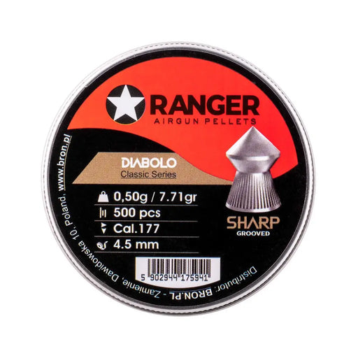 4.5 mm RANGER Diabolo Professional Sharp Grooved Point 500 pellets - Air gun pelletsSTZ-SDW<<<ShootingSTZ<<<ActionPL