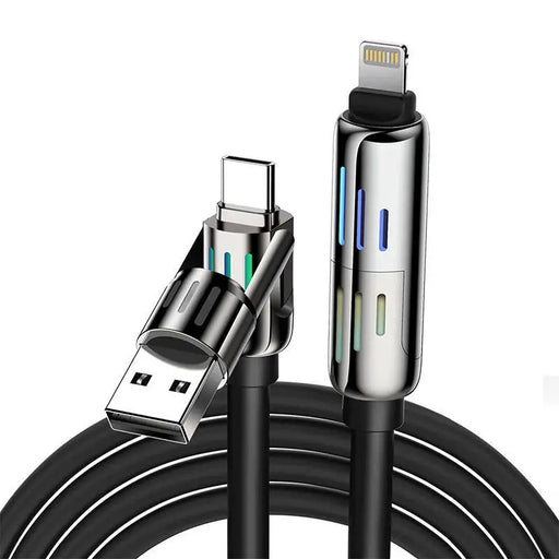 4-in-1 USB-C/USB-A to USB-C/Lightning cable Blitzwolf BW-HDC6 1.2m 240W RGB (black) - Combo Cables<<<USB cables<<<GSM