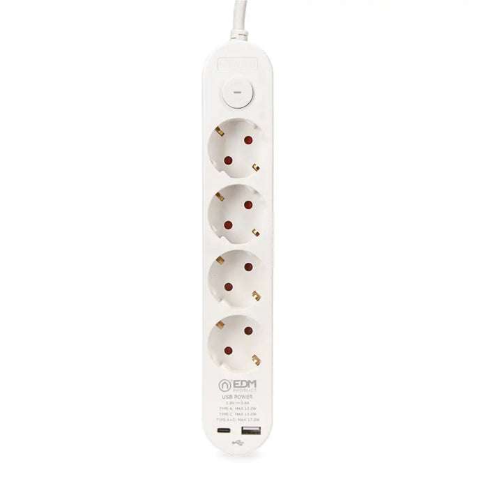 4-socket plugboard with power switch EDM 41823 White 3680 W 250 V 30 W (1,5 m) - Електроника Периферни и резервни