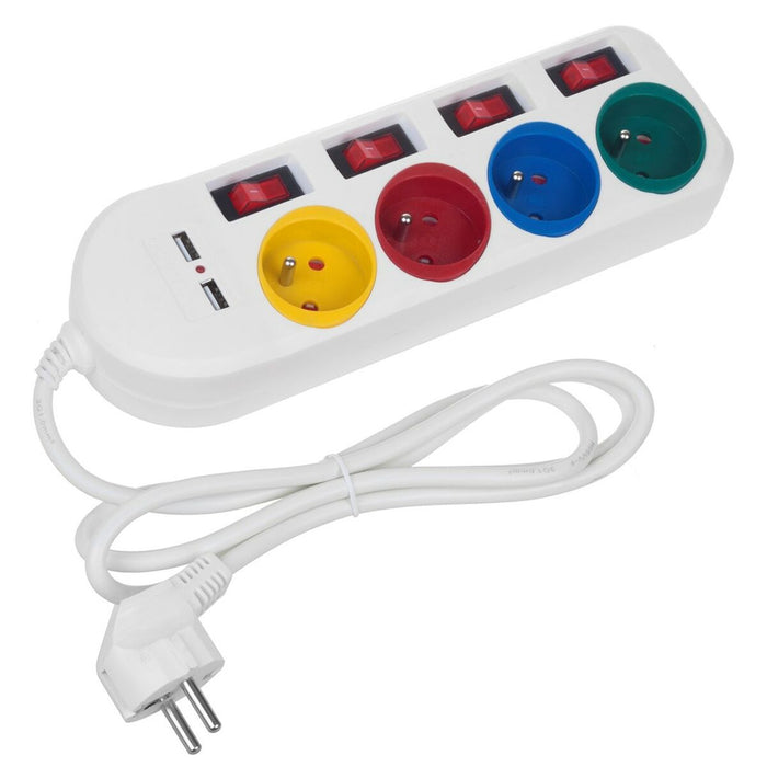 4-socket plugboard with power switch MacLean MCE229W (1,5 m) - Разклонители<<<Електроника Периферни и резервни