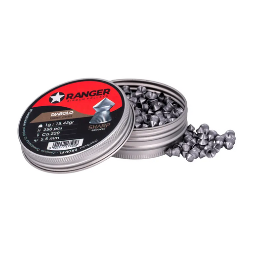 5.5 mm RANGER Diabolo Professional Sharp Grooved Point 250 pellets - Air gun pelletsSTZ-SDW<<<ShootingSTZ<<<ActionPL