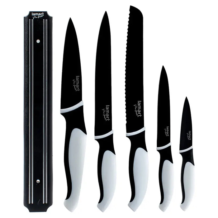 5 KNIFE SET WITH MAGNETIC HOLDER LT2157 LAMART - Дъски ножове и белачки<<<Домашни потреби<<<Кухня<<<Praktiker