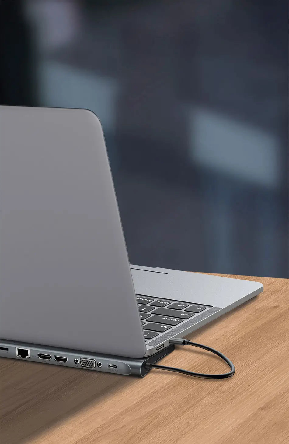 Baseus Enjoyment Series Multi-functional Type-C intelligent HD HUB（PD/HD4K*2/VGA/RJ45/SD/TF/USB*3/Audio*1/Stand)Dark