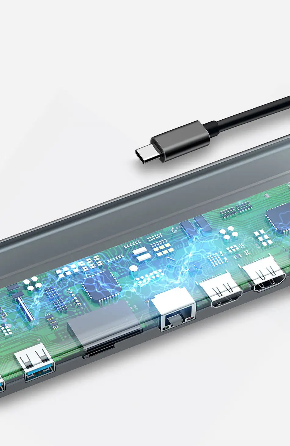 Baseus Enjoyment Series Multi-functional Type-C intelligent HD HUB（PD/HD4K*2/VGA/RJ45/SD/TF/USB*3/Audio*1/Stand)Dark