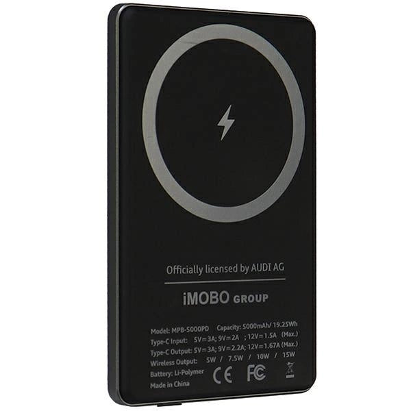 Powerbank Audi Big Logo MagSafe inductive 15W 5000mAh - gray