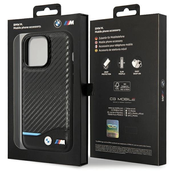 Case BMW BMHCP13X22NBCK iPhone 13 Pro Max 6.7" black/black hardcase Leather Carbon