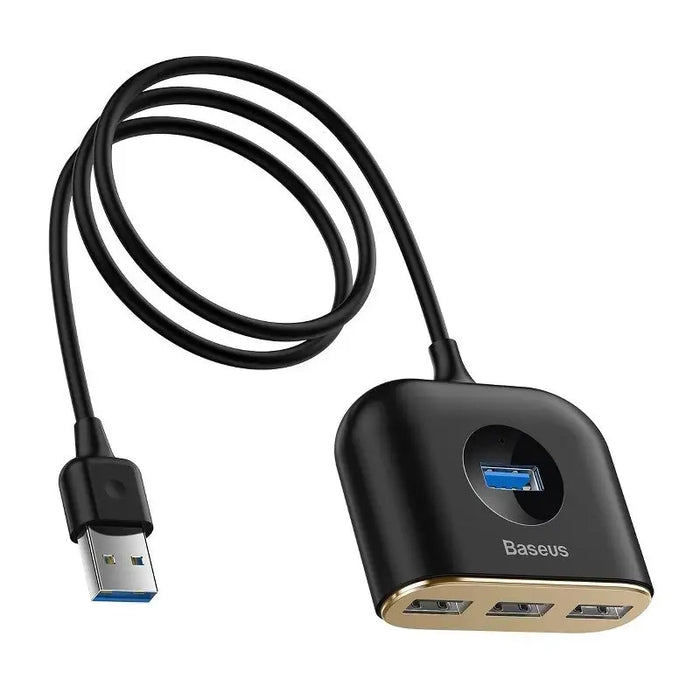 Baseus Square Round USB Adapter, HUB USB 3.0 to 1x USB 3.0 + 3x USB 2.0.1m (Black)