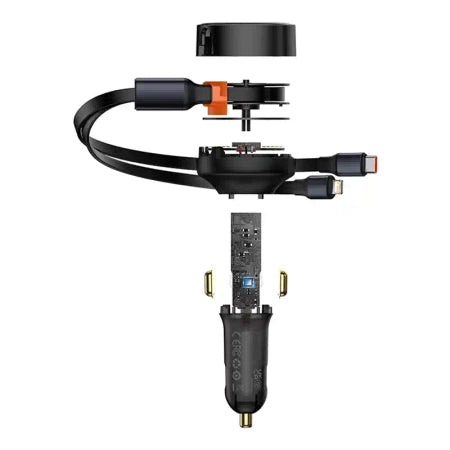 Car Charger Baseus Enjoyment with cable USB-C + Lightning 3A, 30W (Black)