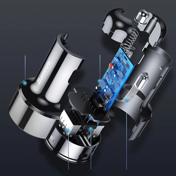 Baseus Magic Series Dual QC - Quick Charge 3.0 2x USB 45W 6A car charger black (CCMLC20A-01)