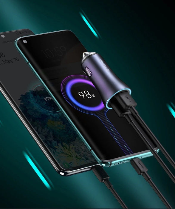 Baseus Golden Contactor Pro car charger, USB + USB-C, QC4.0+, PD, SCP, 40W (blue)