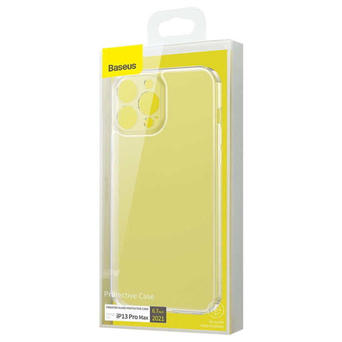 Baseus Frosted Glass Case Cover for iPhone 13 Pro Max Hard Cover with Gel Frame Transparent (ARWS000202)