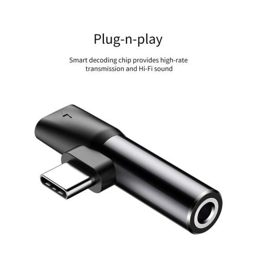 Baseus Audio Adapter USB-C to Mini Jack 3.5mm + USB-C (black)