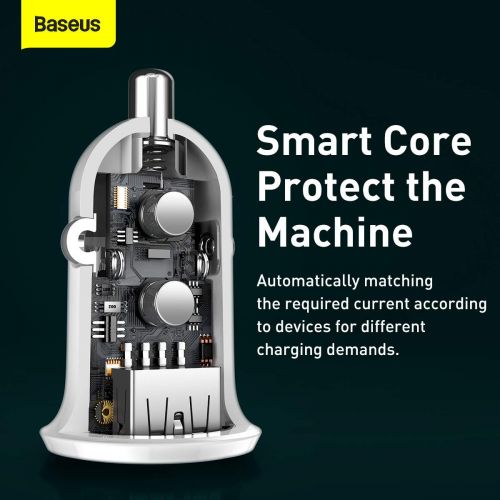 Baseus Grain Pro Car Charger 2x USB 4.8A (white)