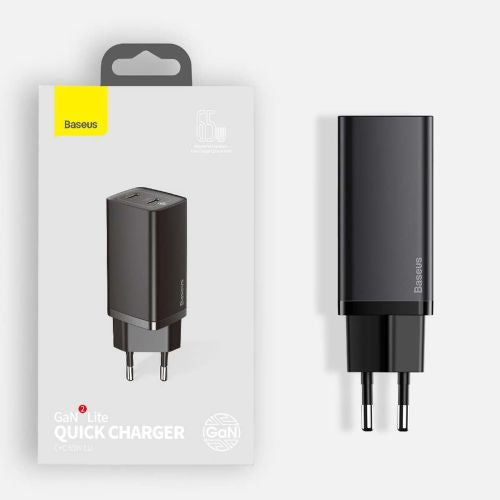 Quick Travel Charger Baseus GaN2 Lite USB+C 65W EU (black)