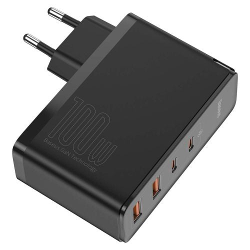 Travel Charger Baseus GaN2 Pro Quick  2x USB + 2x USB-C, 100W, EU (Black)