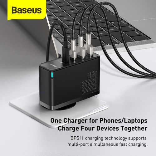 Travel Charger Baseus GaN2 Pro Quick  2x USB + 2x USB-C, 100W, EU (Black)
