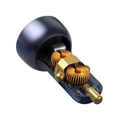 Baseus Particular Digital Display car charger with display, USB + USB-C, QC3.0+PD, 5A, 65W (gray)