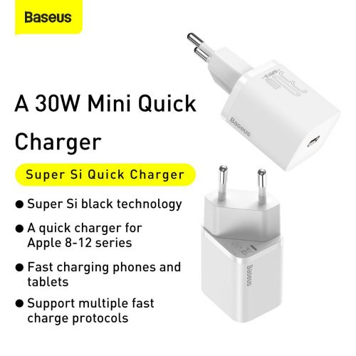 Quick Charger Baseus Super Si 1C 30W (white)
