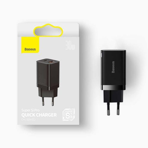 Baseus Super Si Pro Quick Charger USB + USB-C 30W (black)