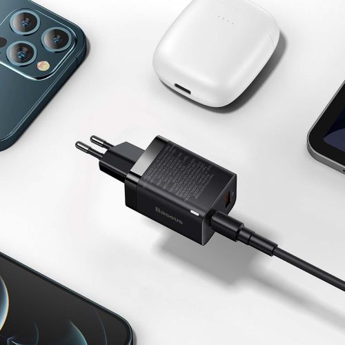Baseus Super Si Pro Quick Charger USB + USB-C 30W (black)